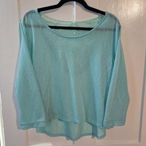 Long Sleeve Women's Sheer Top With Lace Back, Y2K, Size Large, Trendy,‎ Layering